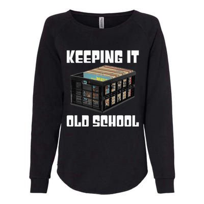 Keeping It Old School Music Vinyl Records LP Lover Womens California Wash Sweatshirt