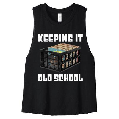 Keeping It Old School Music Vinyl Records LP Lover Women's Racerback Cropped Tank