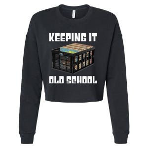 Keeping It Old School Music Vinyl Records LP Lover Cropped Pullover Crew