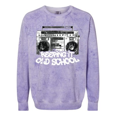 Keeping It Old School Vintage Boombox Graffiti Colorblast Crewneck Sweatshirt