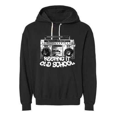 Keeping It Old School Vintage Boombox Graffiti Garment-Dyed Fleece Hoodie