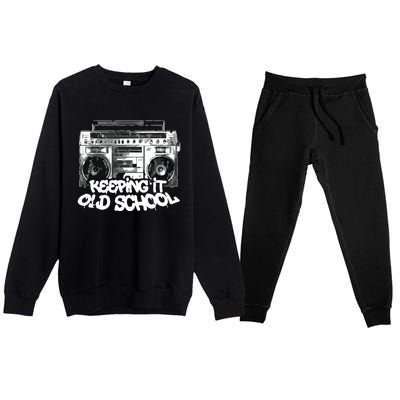 Keeping It Old School Vintage Boombox Graffiti Premium Crewneck Sweatsuit Set