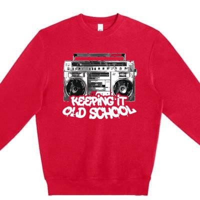 Keeping It Old School Vintage Boombox Graffiti Premium Crewneck Sweatshirt