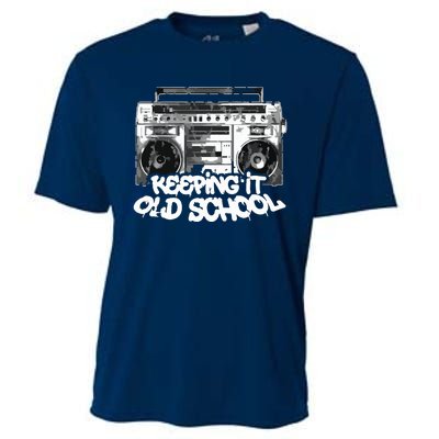 Keeping It Old School Vintage Boombox Graffiti Cooling Performance Crew T-Shirt