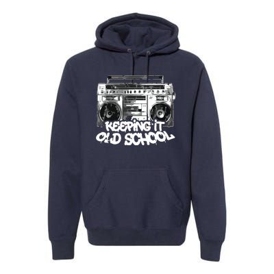 Keeping It Old School Vintage Boombox Graffiti Premium Hoodie