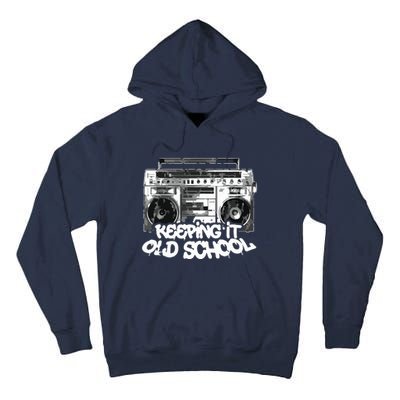 Keeping It Old School Vintage Boombox Graffiti Tall Hoodie