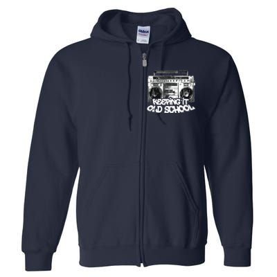 Keeping It Old School Vintage Boombox Graffiti Full Zip Hoodie