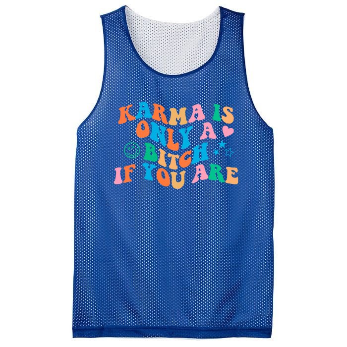 Karma Is Only A B If You Are Aesthetic Trendy Gift Mesh Reversible Basketball Jersey Tank