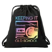 Keeping It Old School Retro 80s 90s Boombox Music Drawstring Bag