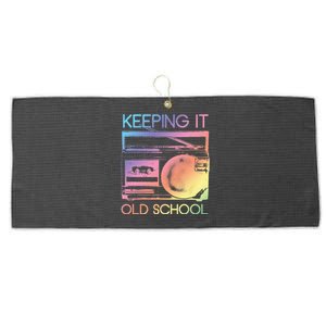 Keeping It Old School Retro 80s 90s Boombox Music Large Microfiber Waffle Golf Towel