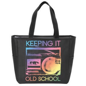 Keeping It Old School Retro 80s 90s Boombox Music Zip Tote Bag