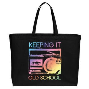 Keeping It Old School Retro 80s 90s Boombox Music Cotton Canvas Jumbo Tote