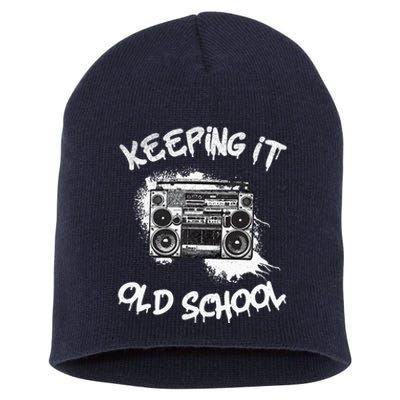 Keeping It Old School Vintage Boombox 80s Hip Hop Graffiti Short Acrylic Beanie