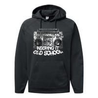 Keeping It Old School Vintage Boombox Graffiti Performance Fleece Hoodie