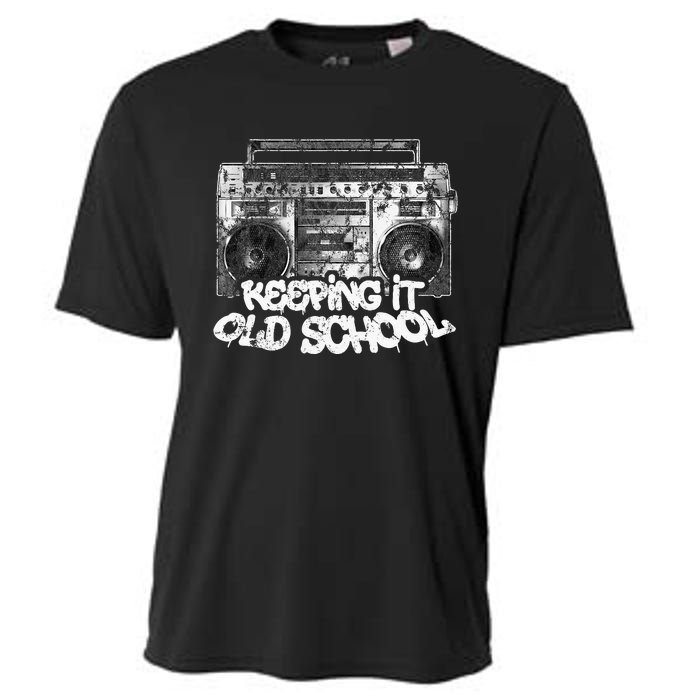 Keeping It Old School Vintage Boombox Graffiti Cooling Performance Crew T-Shirt