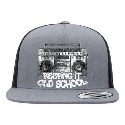 Keeping It Old School Vintage Boombox Graffiti Flat Bill Trucker Hat