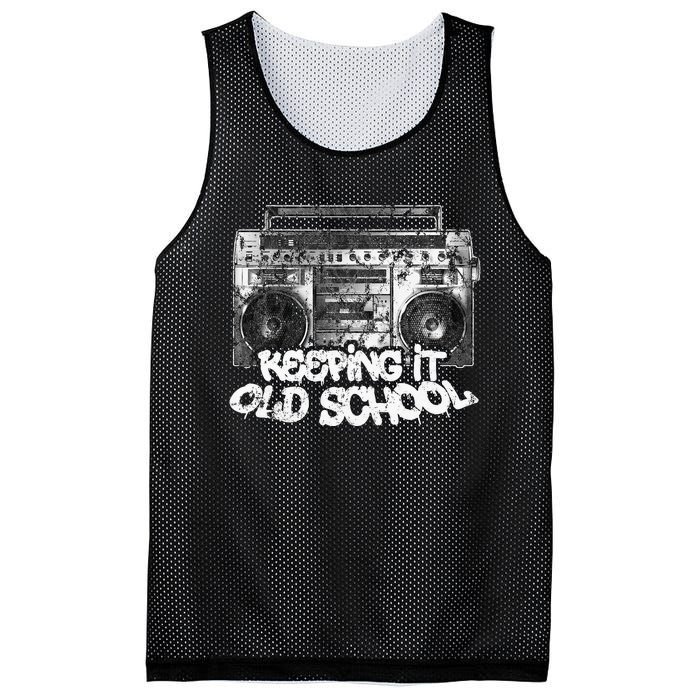 Keeping It Old School Vintage Boombox Graffiti Mesh Reversible Basketball Jersey Tank