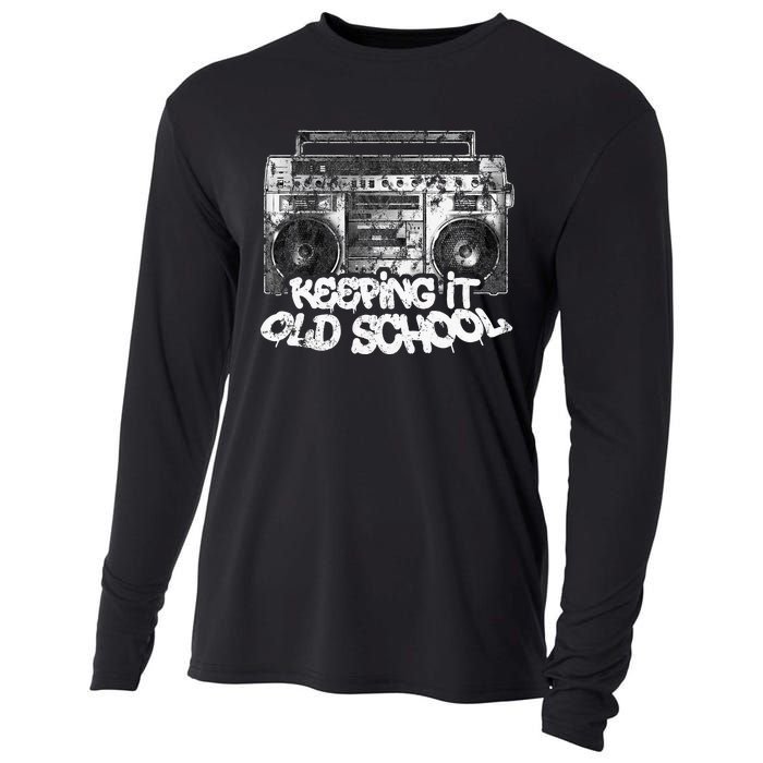 Keeping It Old School Vintage Boombox Graffiti Cooling Performance Long Sleeve Crew