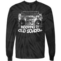 Keeping It Old School Vintage Boombox Graffiti Tie-Dye Long Sleeve Shirt