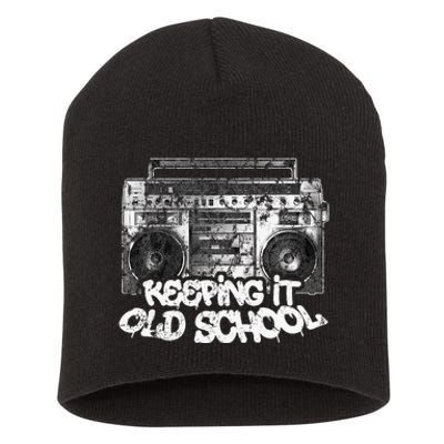 Keeping It Old School Vintage Boombox Graffiti Short Acrylic Beanie