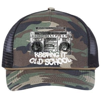 Keeping It Old School Vintage Boombox Graffiti Retro Rope Trucker Hat Cap