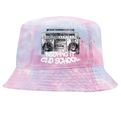 Keeping It Old School Vintage Boombox Graffiti Tie-Dyed Bucket Hat