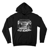 Keeping It Old School  Vintage Boombox Graffiti Hoodie