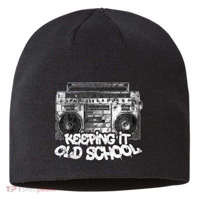 Keeping It Old School  Vintage Boombox Graffiti Sustainable Beanie