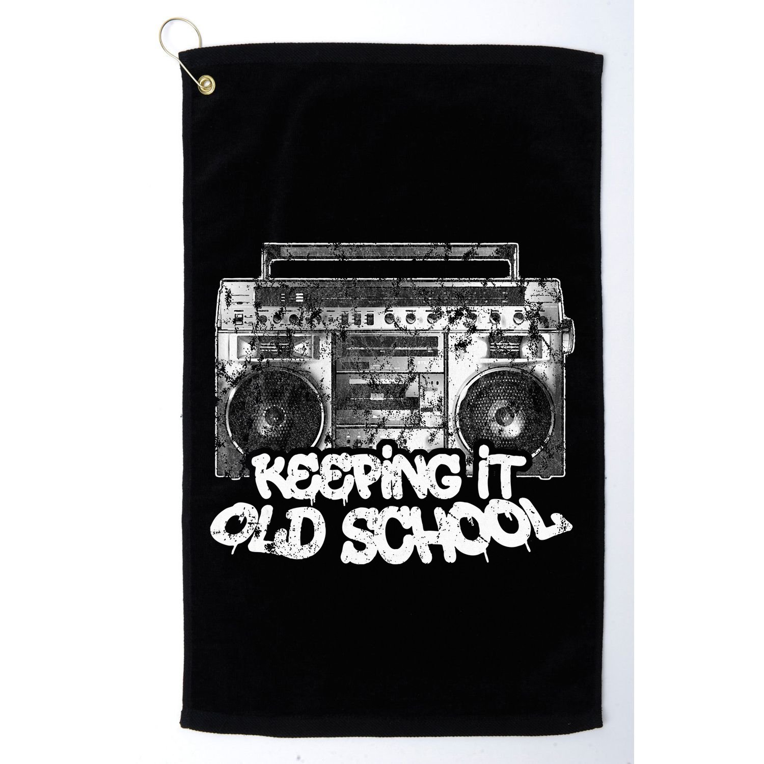 Keeping It Old School  Vintage Boombox Graffiti Golf Towel