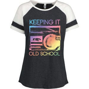 Keeping It Old School Retro 80s 90s Boombox Music Enza Ladies Jersey Colorblock Tee