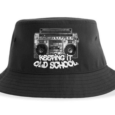 Keeping It Old School Cute Gift Vintage Boombox Graffiti Gift Sustainable Bucket Hat