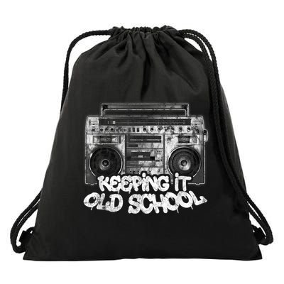 Keeping It Old School Cute Gift Vintage Boombox Graffiti Gift Drawstring Bag