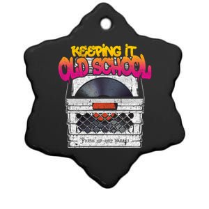 Keeping It Old School Great Gift Vinyl Record Crate 80s 90s Dj Gift Ceramic Star Ornament