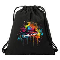 Keyboard Instrument On Colorful Painted Keyboard Drawstring Bag