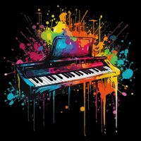 Keyboard Instrument On Colorful Painted Keyboard Drawstring Bag