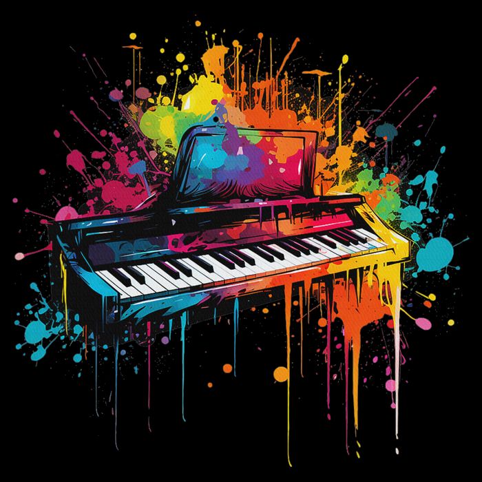 Keyboard Instrument On Colorful Painted Keyboard Drawstring Bag