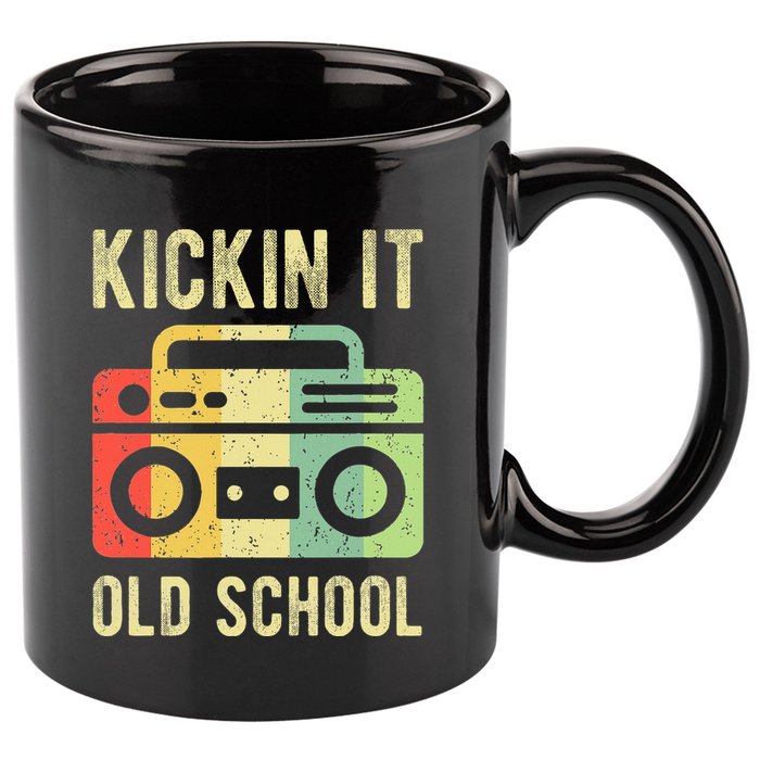 Kickin It Old School 80s 90s Retro Music 11oz C Handle Ceramic Mug