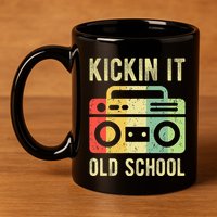 Kickin It Old School 80s 90s Retro Music 11oz C Handle Ceramic Mug