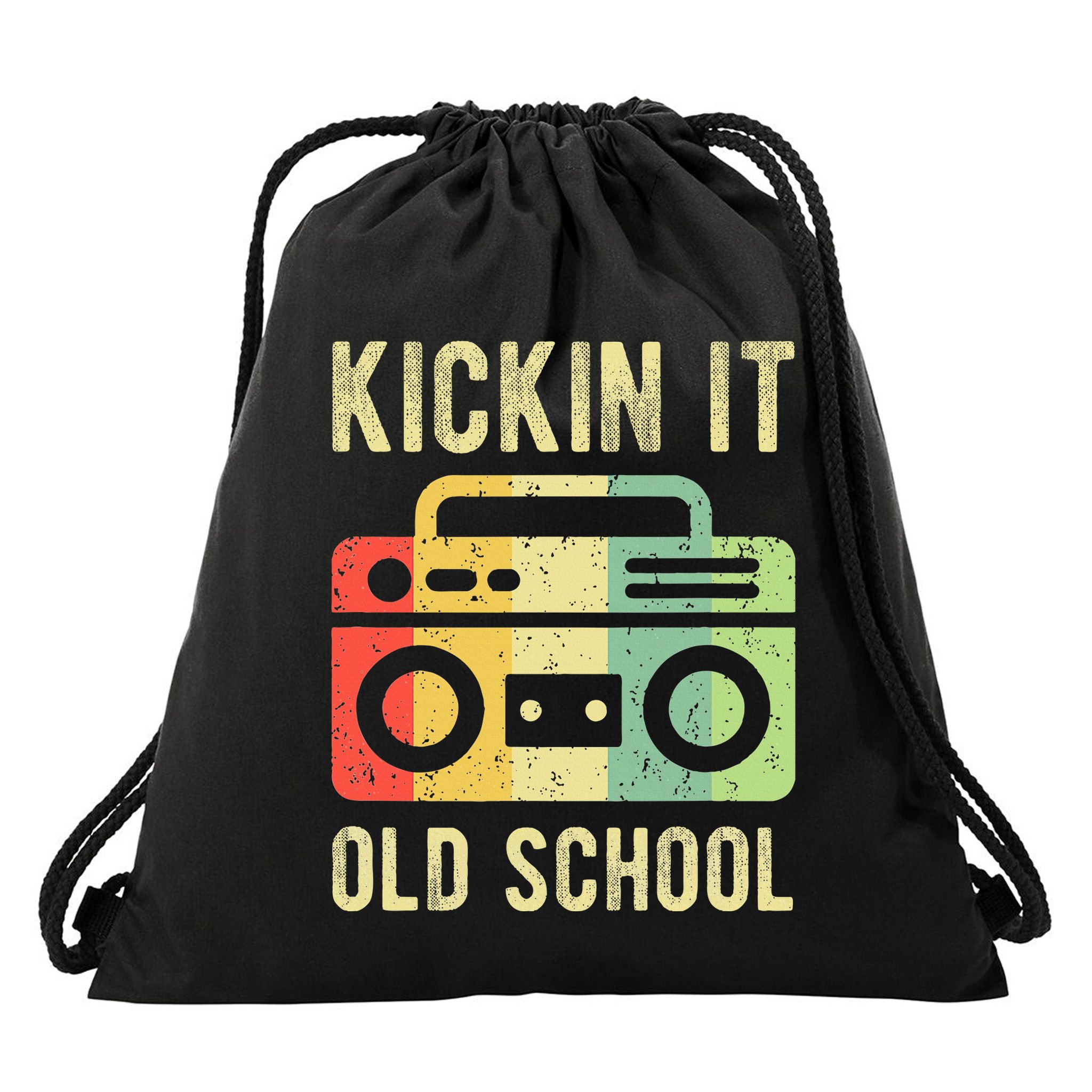 Kickin It Old School 80s 90s Retro Music Drawstring Bag