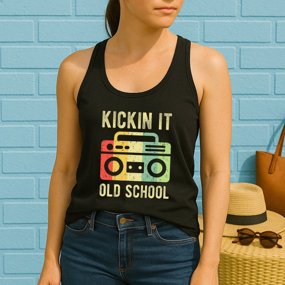 Kickin It Old School 80s 90s Retro Music Womens Tank Top