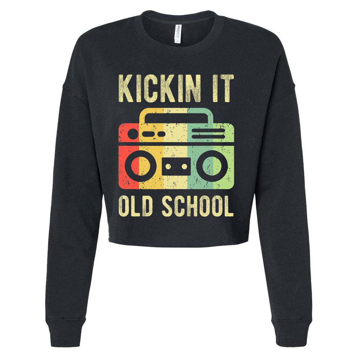 Kickin It Old School 80s 90s Retro Music Cropped Pullover Crew