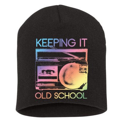 Keeping It Old School Retro 80s 90s Boombox Music Short Acrylic Beanie