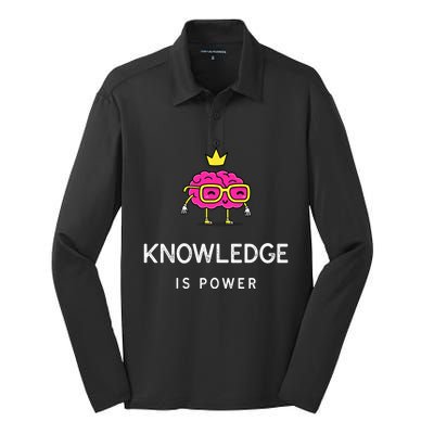 Knowledge Is Power Gift Silk Touch Performance Long Sleeve Polo