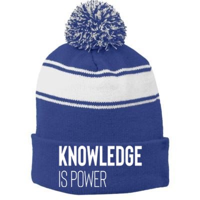 Knowledge Is Power Great Gift Stripe Pom Pom Beanie