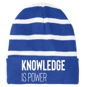 Knowledge Is Power Great Gift Striped Beanie with Solid Band