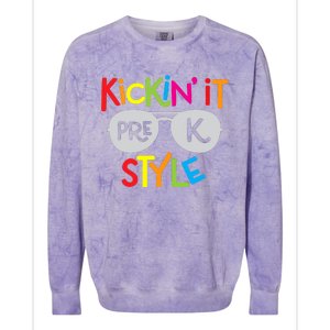 Kickin it Pre-K Style Back to School Teacher Colorblast Crewneck Sweatshirt