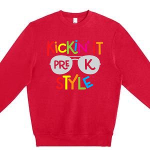 Kickin it Pre-K Style Back to School Teacher Premium Crewneck Sweatshirt