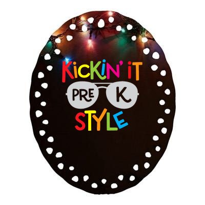 Kickin it Pre-K Style Back to School Teacher Ceramic Oval Ornament