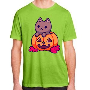 Kitten In pumpkin Cute Halloween Adult ChromaSoft Performance T-Shirt