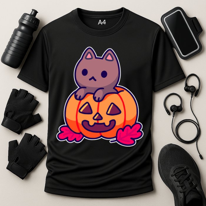 Kitten In pumpkin Cute Halloween Cooling Performance Crew T-Shirt
